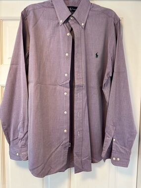 Ralph Lauren Men’s Lavender Button-Down Oxford Shirt in Very Good Condition